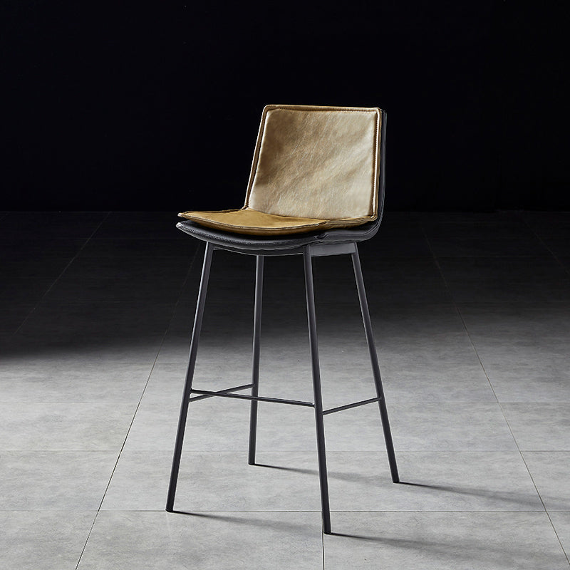 Contemporary Style Low Back Leather Armless Bar Stool with Metal Legs
