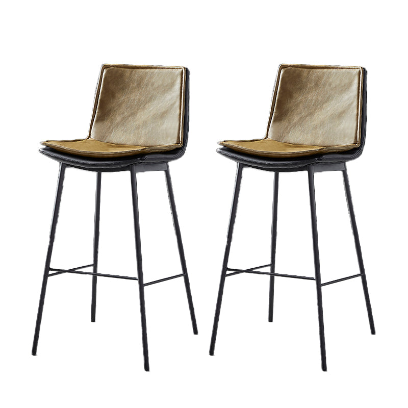 Contemporary Style Low Back Leather Armless Bar Stool with Metal Legs