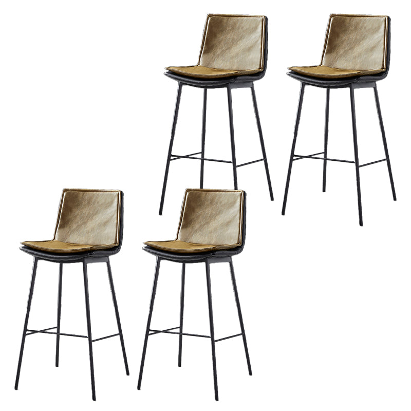 Contemporary Style Low Back Leather Armless Bar Stool with Metal Legs