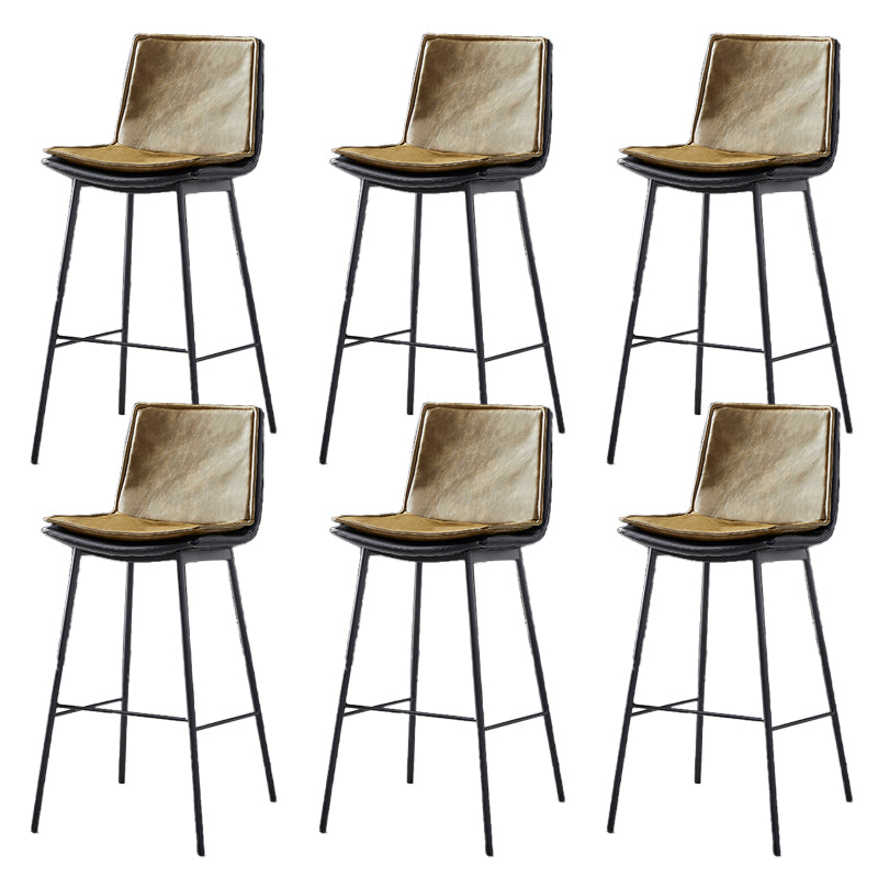 Contemporary Style Low Back Leather Armless Bar Stool with Metal Legs