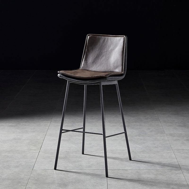 Contemporary Style Low Back Leather Armless Bar Stool with Metal Legs