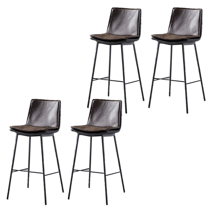 Contemporary Style Low Back Leather Armless Bar Stool with Metal Legs