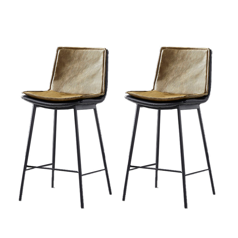 Contemporary Style Low Back Leather Armless Bar Stool with Metal Legs