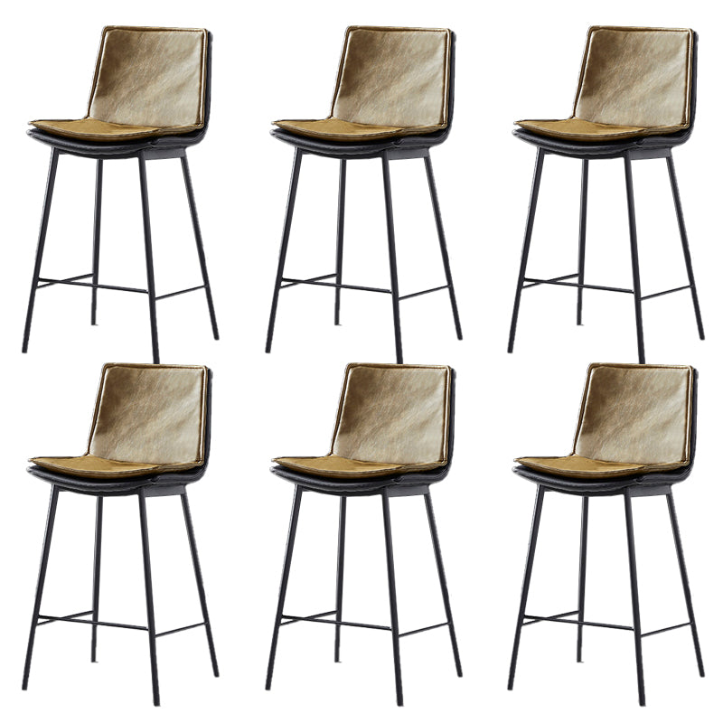 Contemporary Style Low Back Leather Armless Bar Stool with Metal Legs