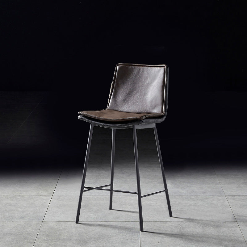 Contemporary Style Low Back Leather Armless Bar Stool with Metal Legs