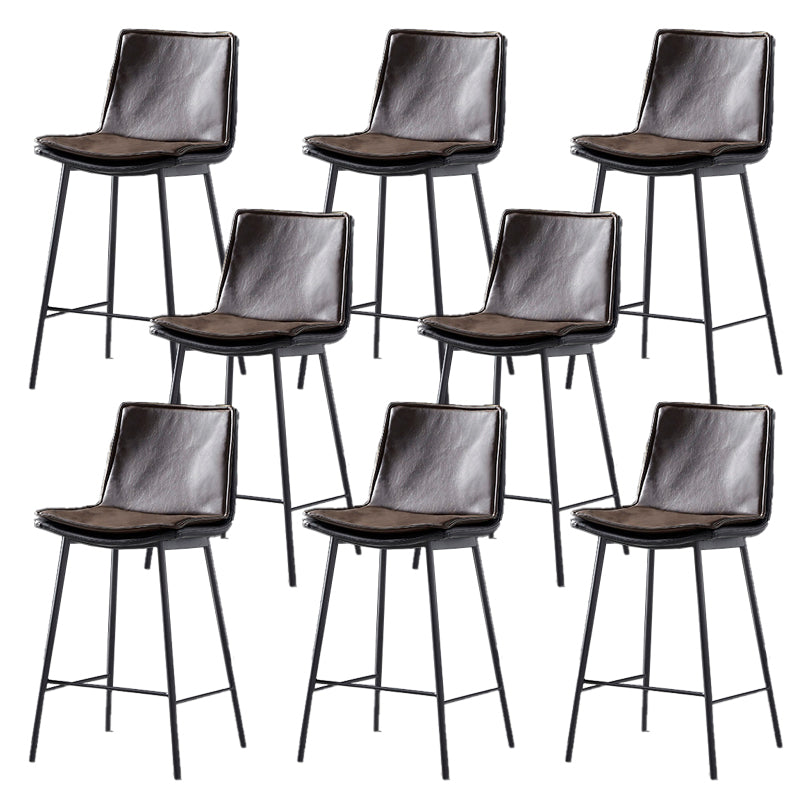Contemporary Style Low Back Leather Armless Bar Stool with Metal Legs