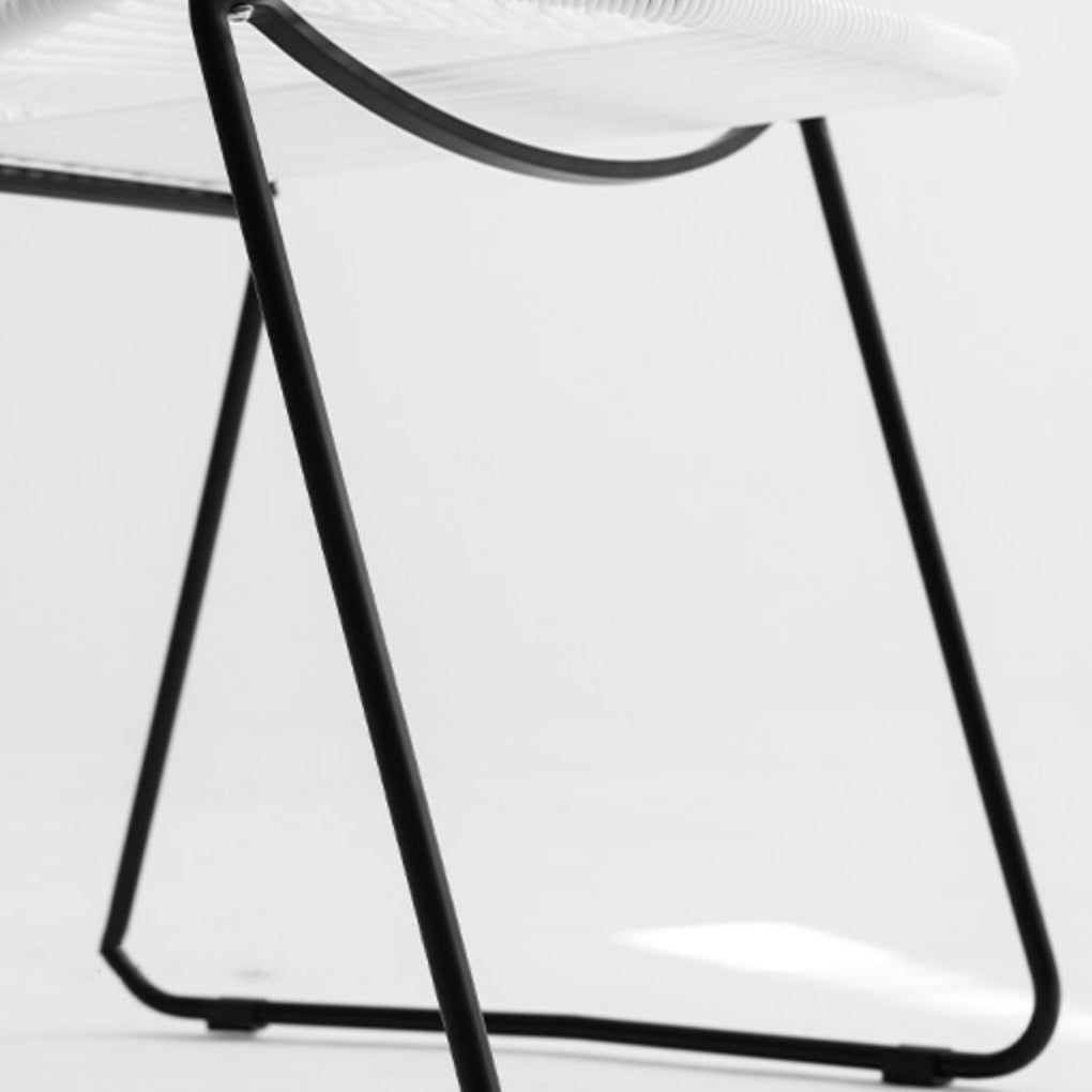 Modern Style Wicker Low Back Armed Bar Stool with Metal Legs