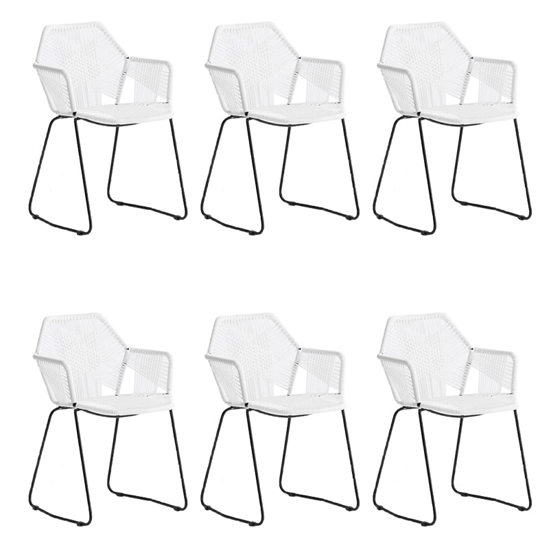 Modern Style Wicker Low Back Armed Bar Stool with Metal Legs