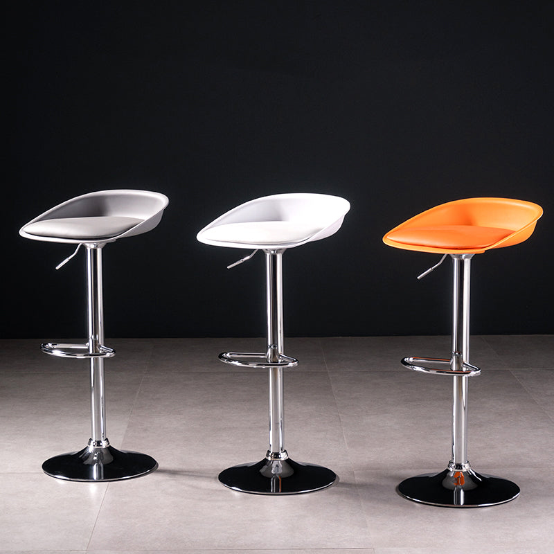 Modern Style Low Back Upholstered Adjustable Bar Stool with Metal Legs