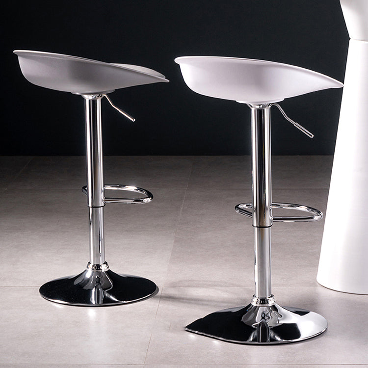 Modern Style Low Back Upholstered Adjustable Bar Stool with Metal Legs
