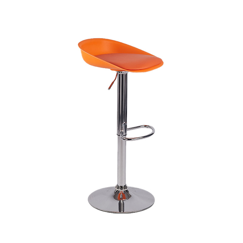 Modern Style Low Back Upholstered Adjustable Bar Stool with Metal Legs