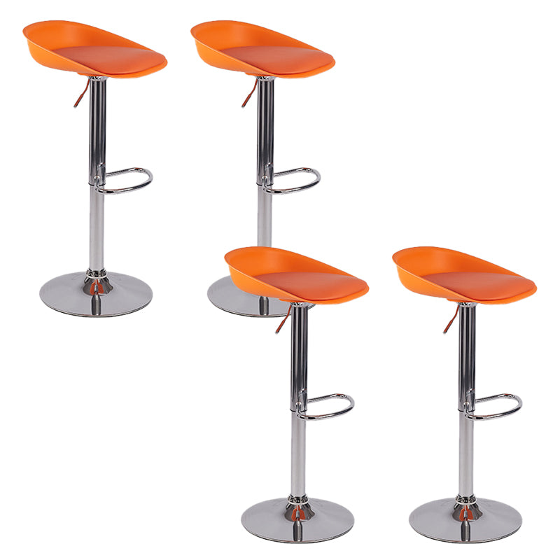 Modern Style Low Back Upholstered Adjustable Bar Stool with Metal Legs