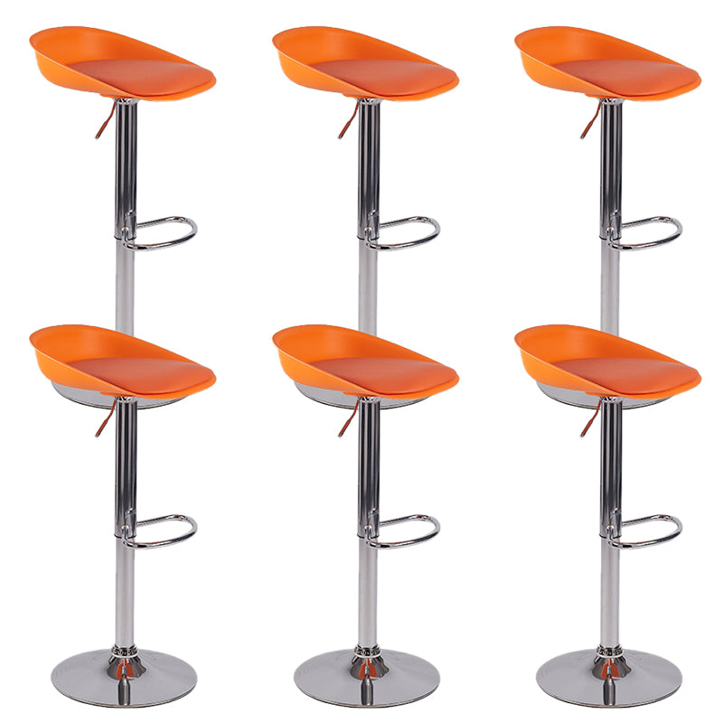 Modern Style Low Back Upholstered Adjustable Bar Stool with Metal Legs