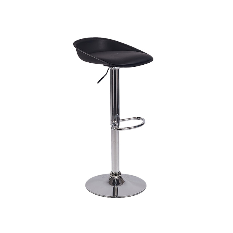 Modern Style Low Back Upholstered Adjustable Bar Stool with Metal Legs