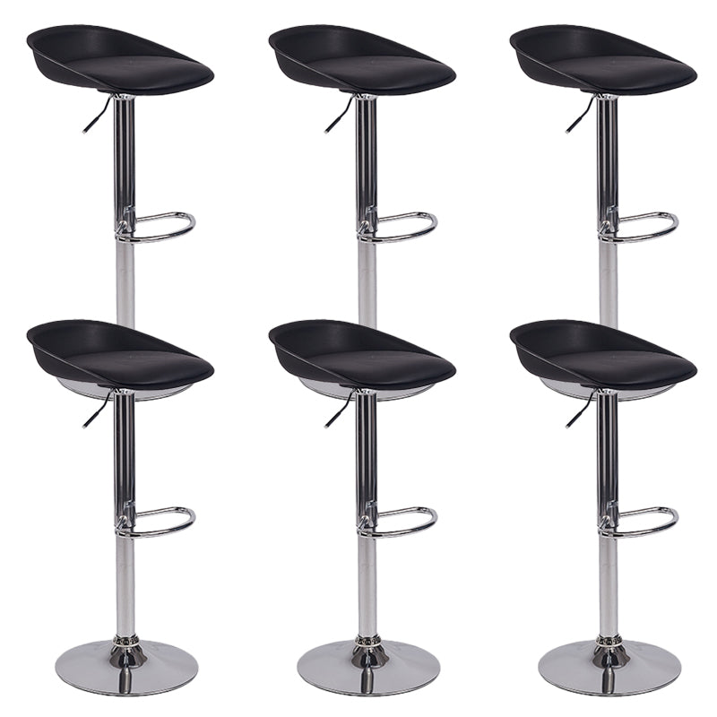 Modern Style Low Back Upholstered Adjustable Bar Stool with Metal Legs