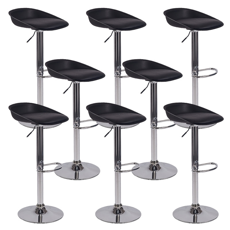 Modern Style Low Back Upholstered Adjustable Bar Stool with Metal Legs