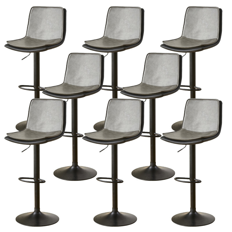 Contemporary Style Leather Adjustable Swivel Bar Stool with Metal Leg