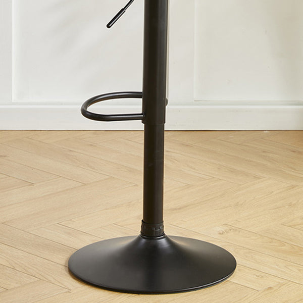 Contemporary Style Leather Adjustable Swivel Bar Stool with Metal Leg