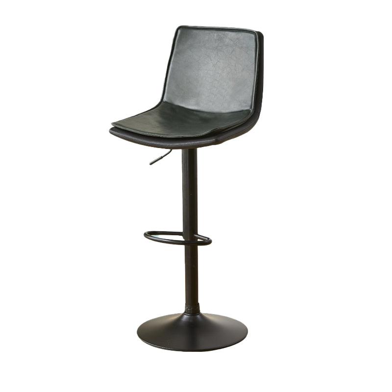 Contemporary Style Leather Adjustable Swivel Bar Stool with Metal Leg