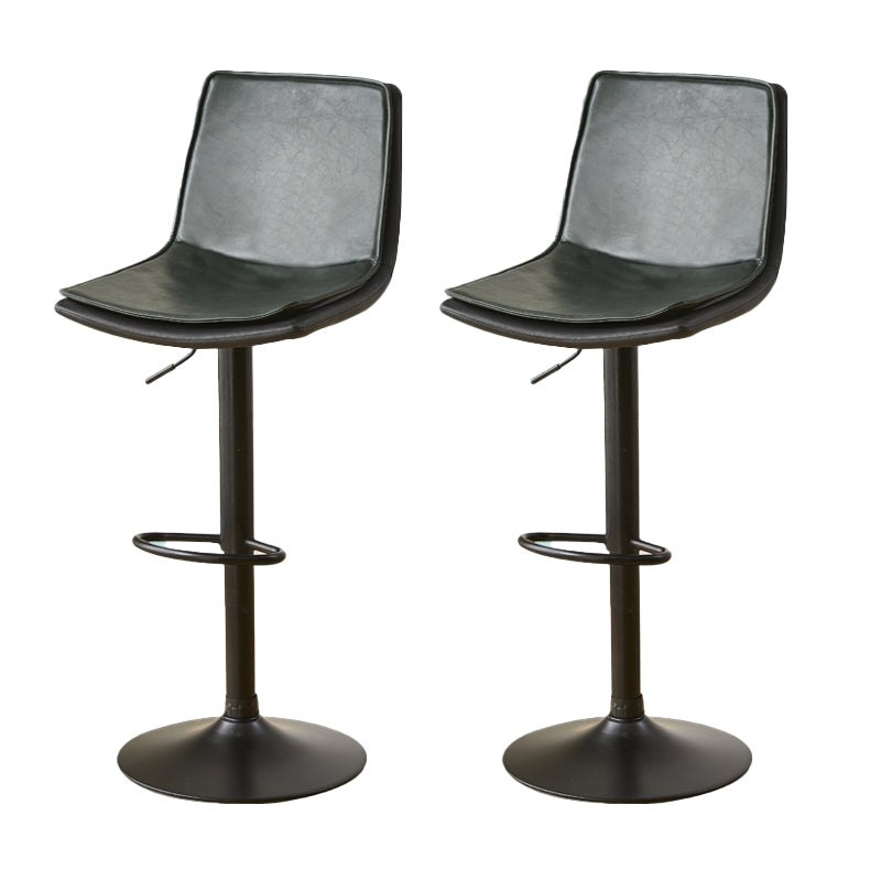 Contemporary Style Leather Adjustable Swivel Bar Stool with Metal Leg