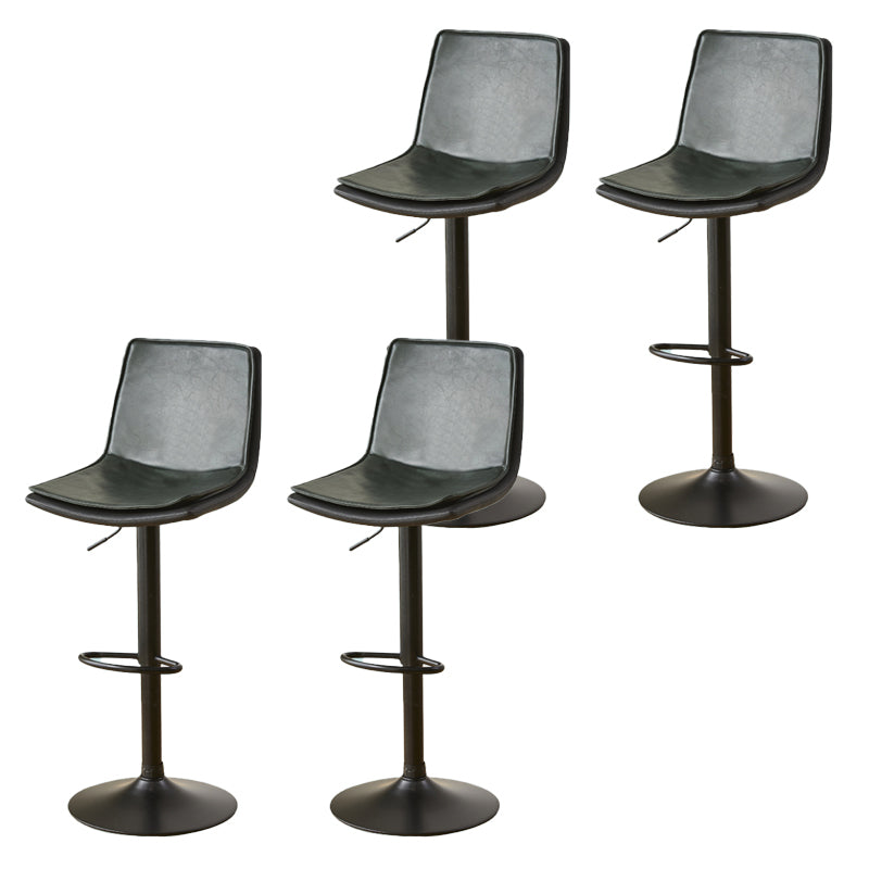 Contemporary Style Leather Adjustable Swivel Bar Stool with Metal Leg