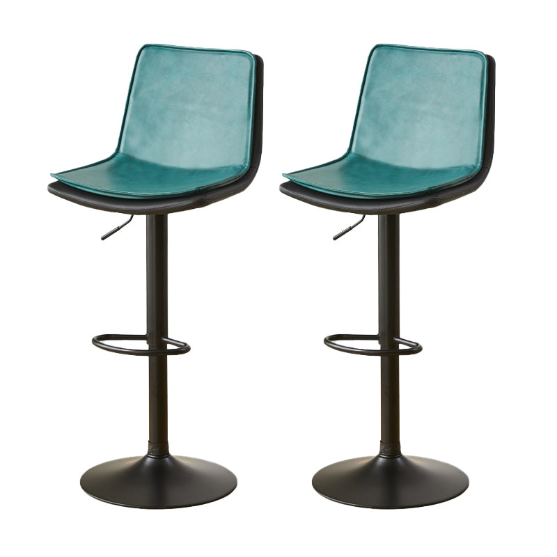 Contemporary Style Leather Adjustable Swivel Bar Stool with Metal Leg