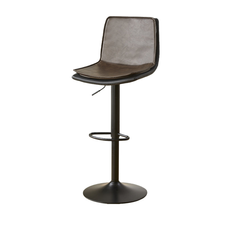 Contemporary Style Leather Adjustable Swivel Bar Stool with Metal Leg