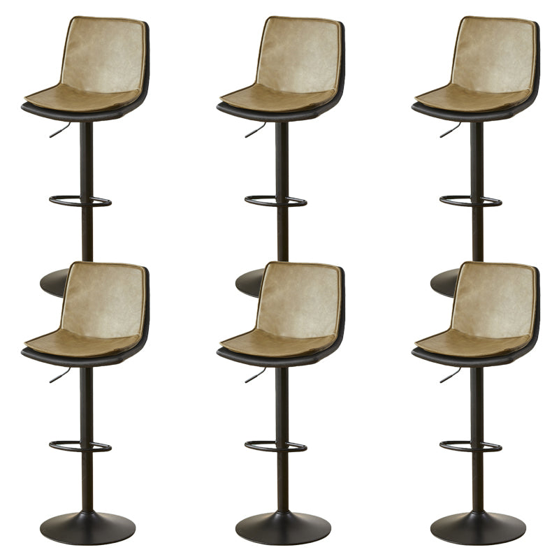 Contemporary Style Leather Adjustable Swivel Bar Stool with Metal Leg