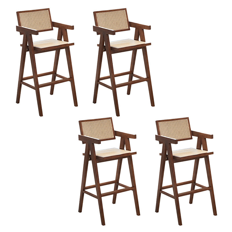 Contemporary Style Low Back Solid Wood Armed Bar Stool for Home
