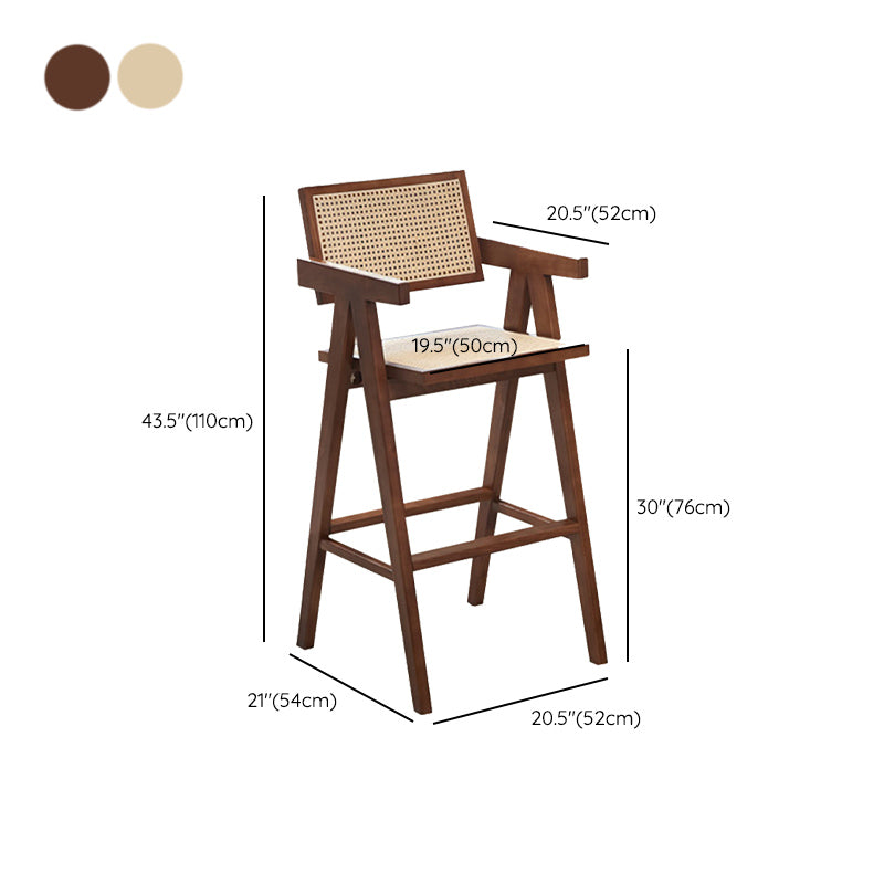 Contemporary Style Low Back Solid Wood Armed Bar Stool for Home