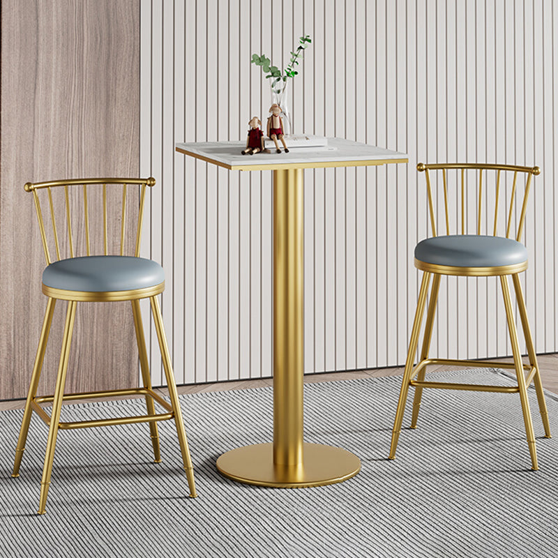 1/2/3/5 Pcs Bar Set with Stone Top Pub Table and Metal Stools for Home