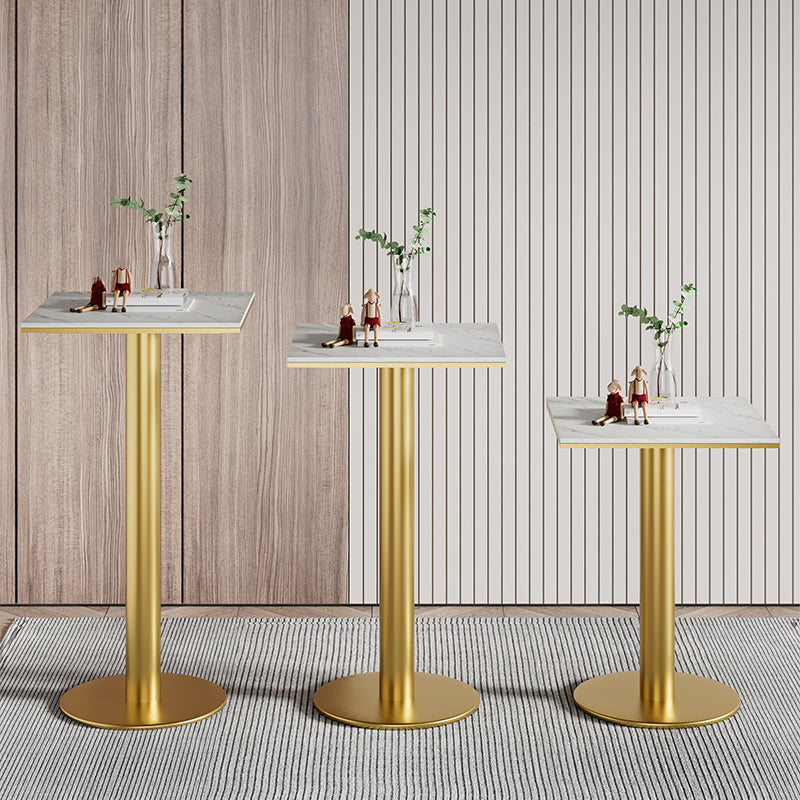 1/2/3/5 Pcs Bar Set with Stone Top Pub Table and Metal Stools for Home