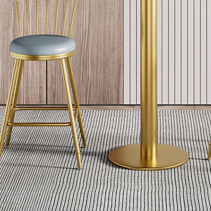 1/2/3/5 Pcs Bar Set with Stone Top Pub Table and Metal Stools for Home