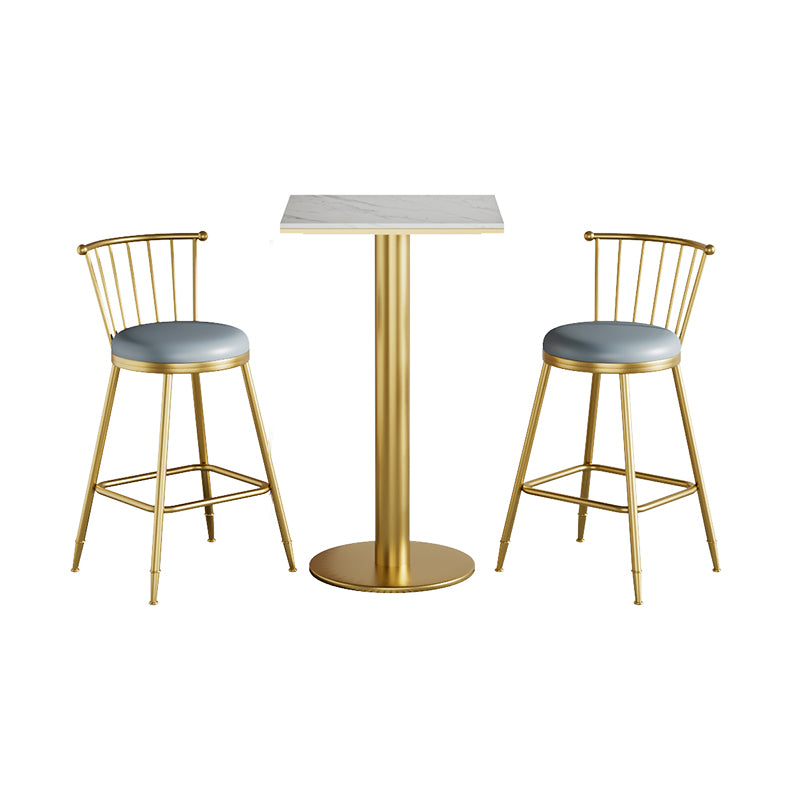 1/2/3/5 Pcs Bar Set with Stone Top Pub Table and Metal Stools for Home