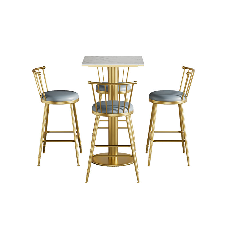 1/2/3/5 Pcs Bar Set with Stone Top Pub Table and Metal Stools for Home