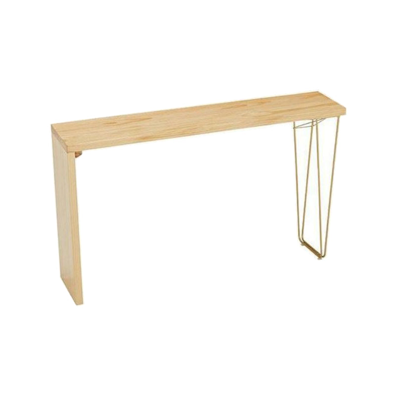 Natural Finish 1/4 Pcs Bar Set with Wooden Stools for Dining Room