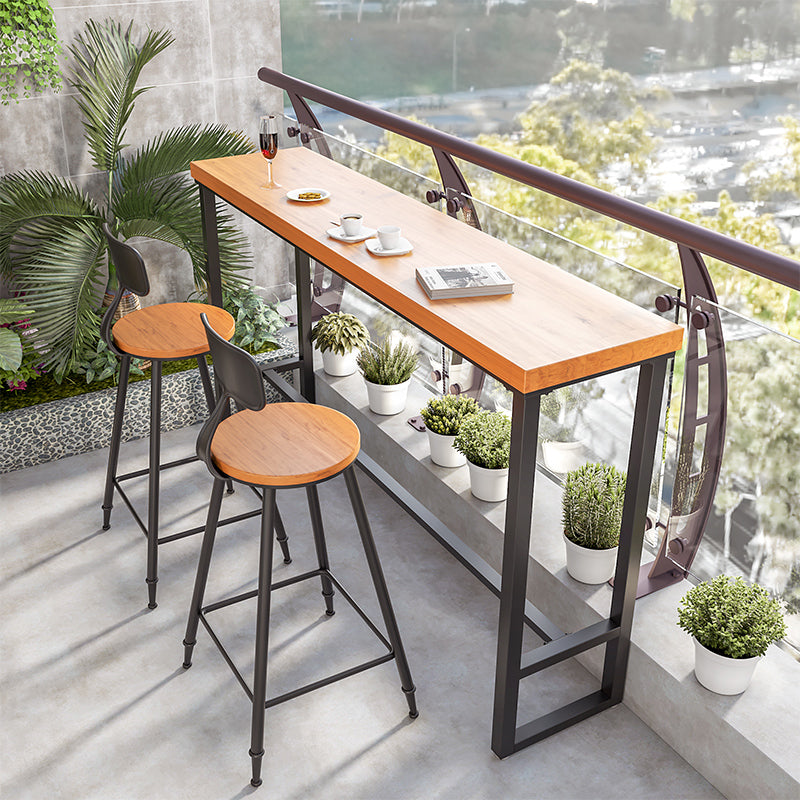 1/3 Pieces Modern Rectangle Solid Wood Bar Table with High Stools