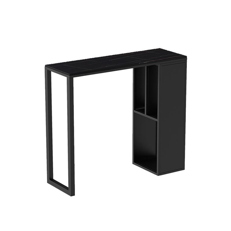 Modern Sintered Stone Top Double Pedestal Bar Table for Kitchen Dining Room