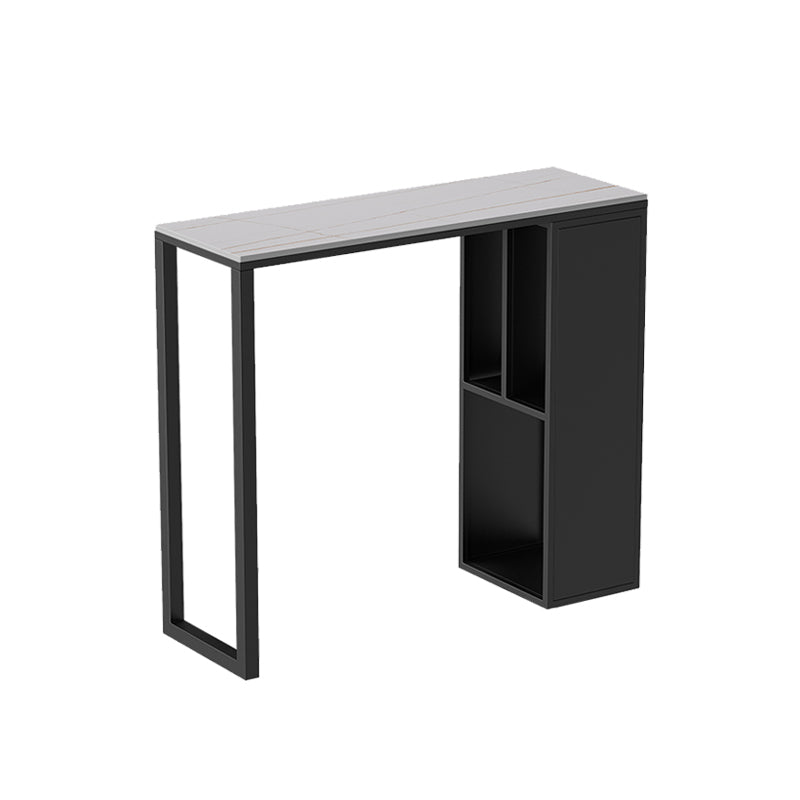 Modern Sintered Stone Top Double Pedestal Bar Table for Kitchen Dining Room