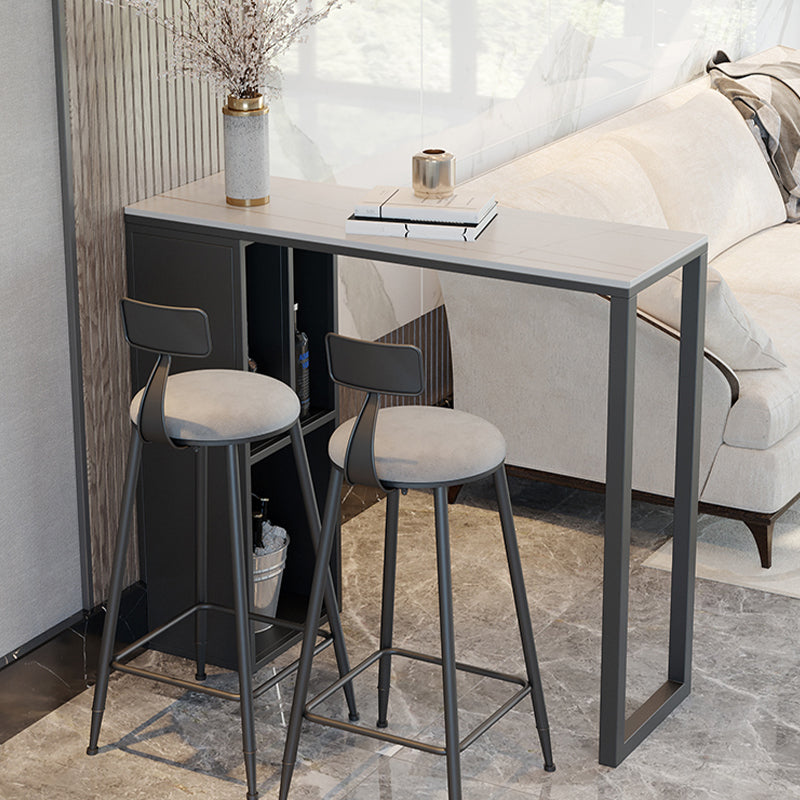 Modern Sintered Stone Top Double Pedestal Bar Table for Kitchen Dining Room