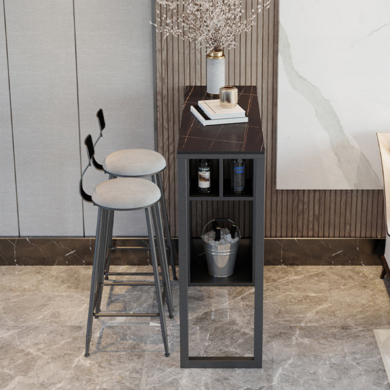 Modern Sintered Stone Top Double Pedestal Bar Table for Kitchen Dining Room