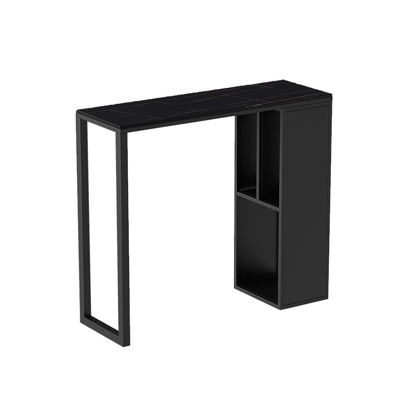 Modern Sintered Stone Top Double Pedestal Bar Table for Kitchen Dining Room