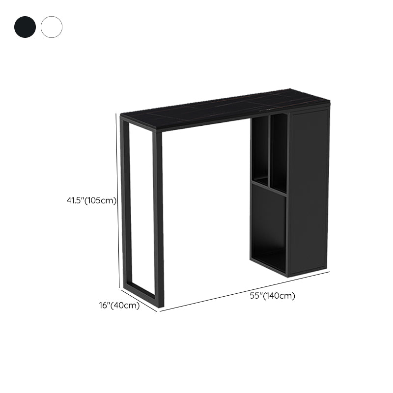 Modern Sintered Stone Top Double Pedestal Bar Table for Kitchen Dining Room