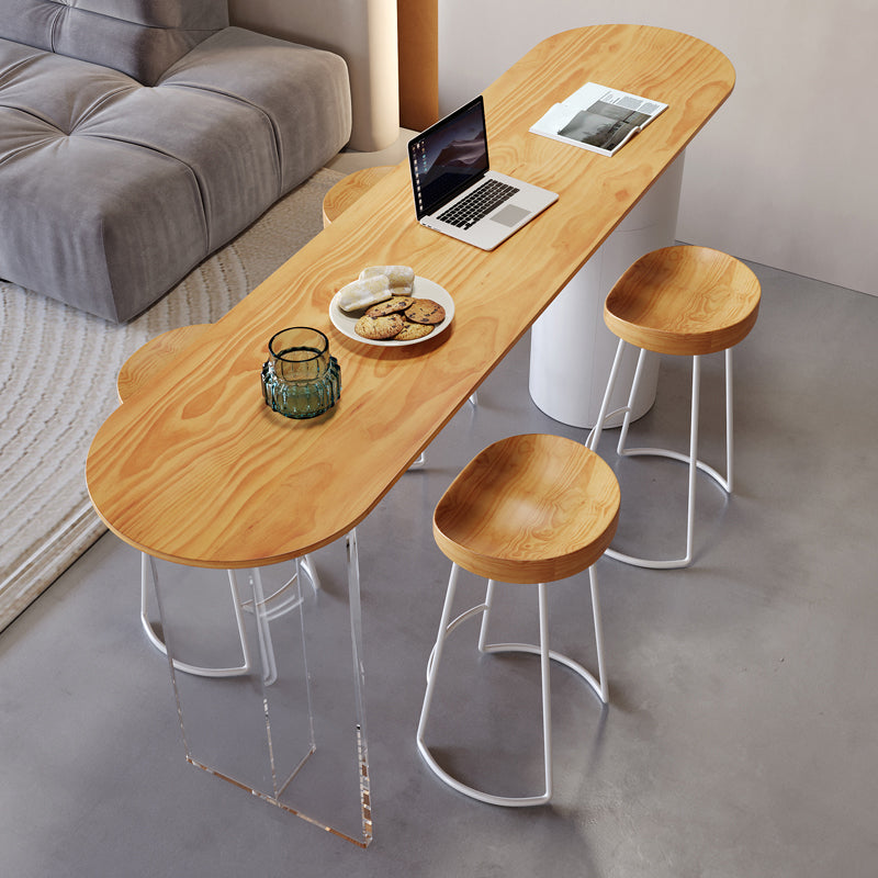 Contemporary Solid Wood Oval Bar Dining Table for Living Room