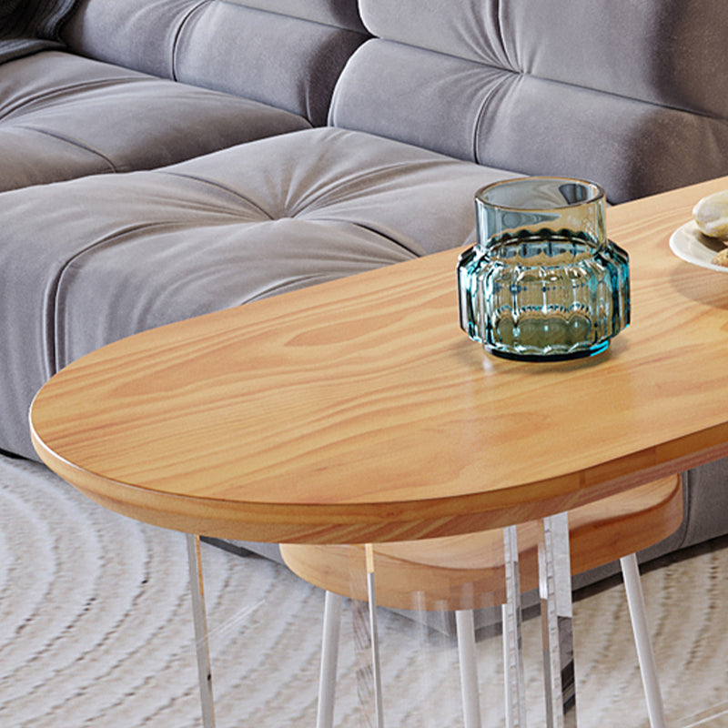 Contemporary Solid Wood Oval Bar Dining Table for Living Room