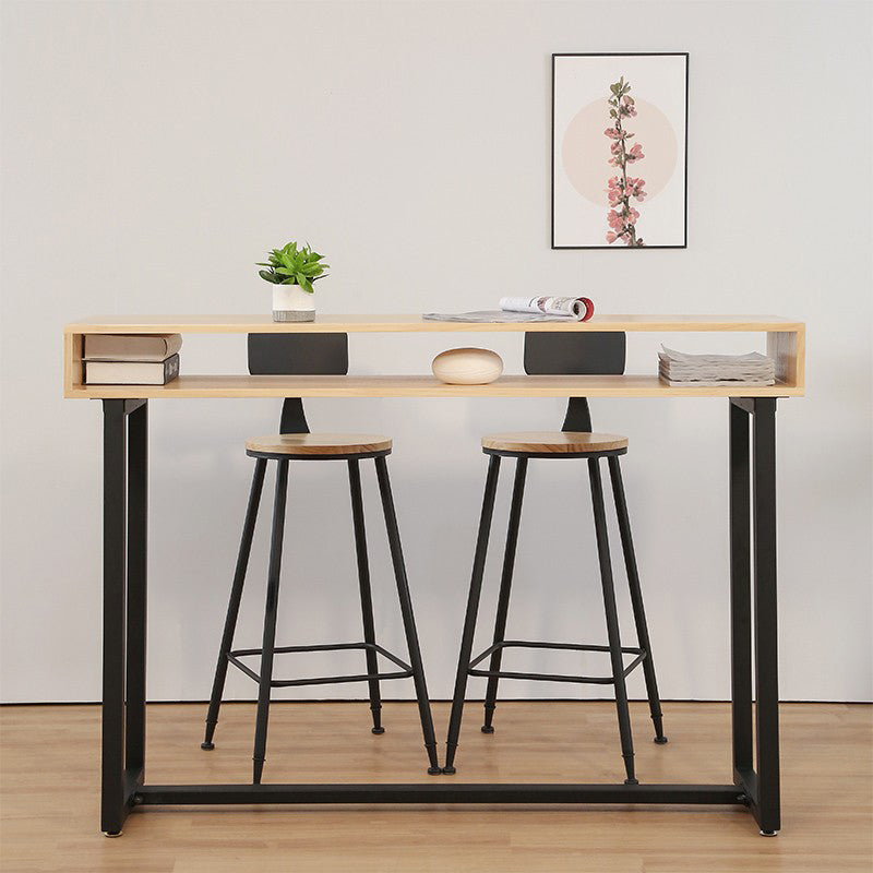 Contemporary Solid Wood Top Rectangle Bar Dining Table for Living Room
