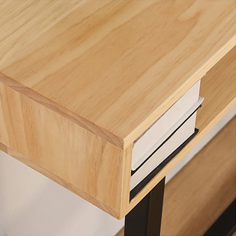 Contemporary Solid Wood Top Rectangle Bar Dining Table for Living Room