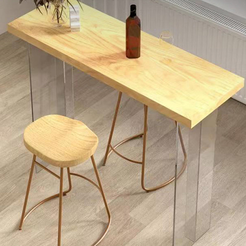 Solid Wood Acrylic Base Double Pedestal Bar Table for Kitchen Dining Room