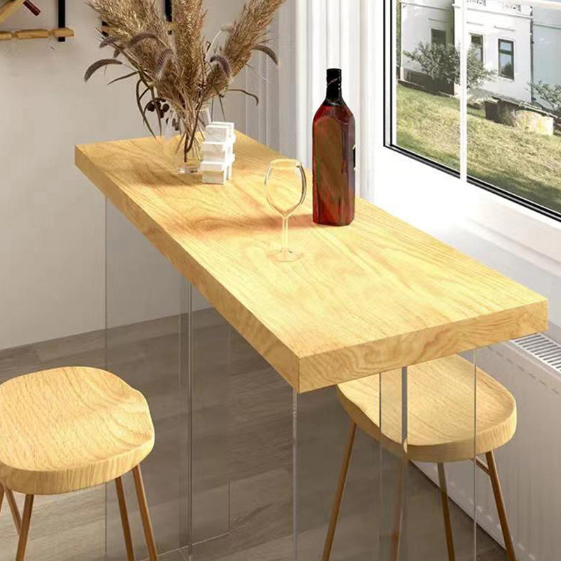 Acrylic Base Pine Solid Wood Bar Table for Kitchen Dining Room