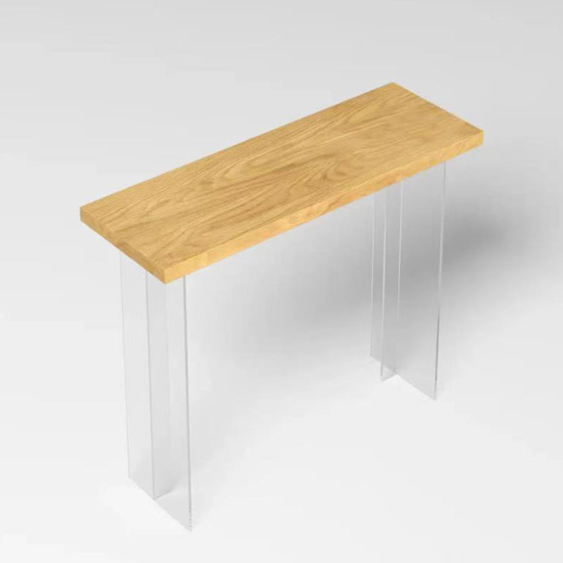 Solid Wood Acrylic Base Rectangle Bar Table for Kitchen Dining Room